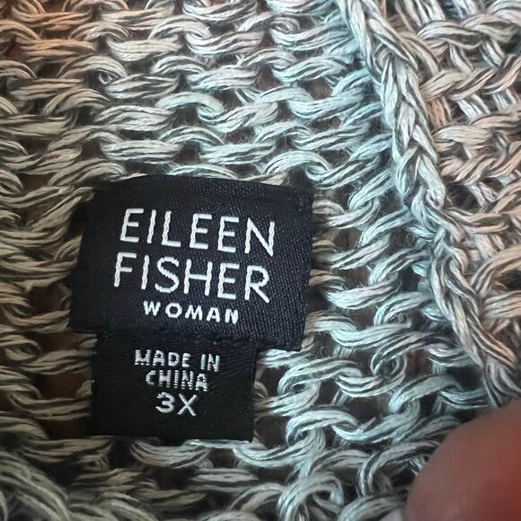 Eileen Fisher Open Knit 100% Linen Sweater Mock Neck Sleeveless Tunic Top 3X - Picture 7 of 10